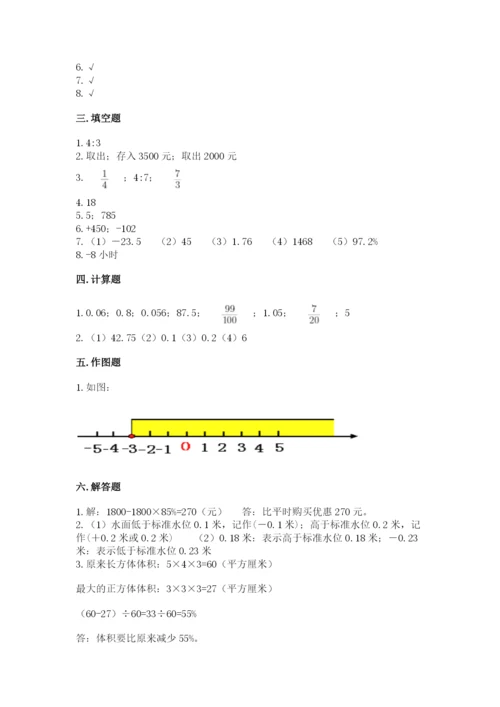 沪教版小学六年级下册数学期末综合素养测试卷带答案（能力提升）.docx