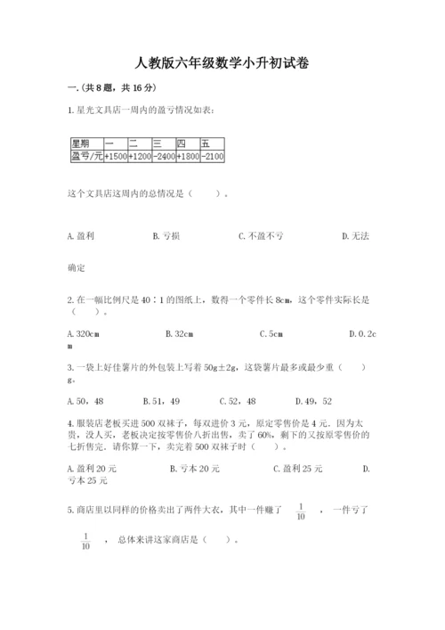 人教版六年级数学小升初试卷及答案【典优】.docx