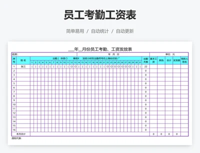 员工考勤工资表