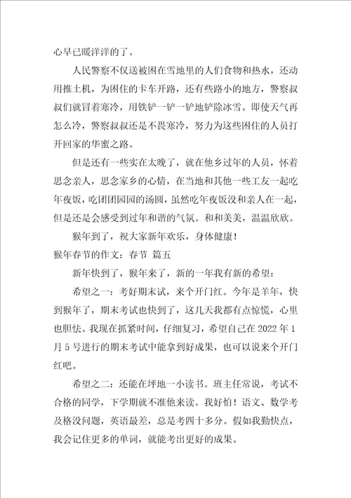 猴年春节的作文：春节