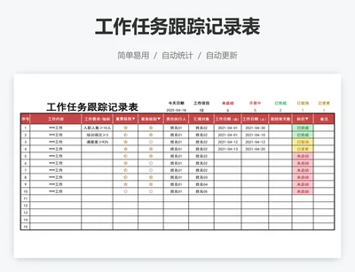 工作任务跟踪记录表