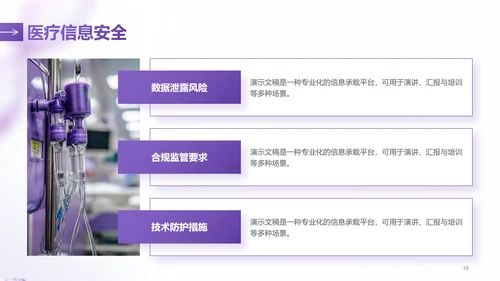 紫色简约风医学医疗行业总结汇报PPT模板