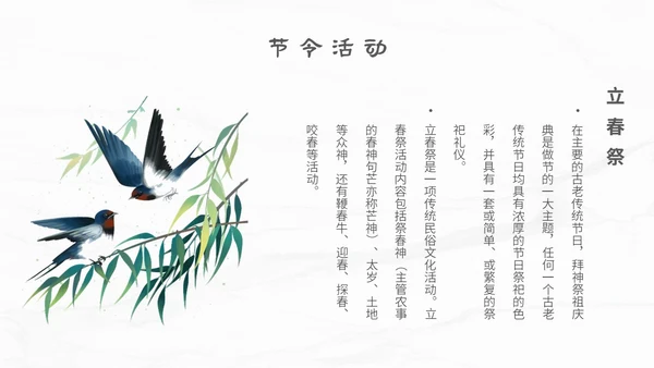 白色简约小清新传统二十四节气立春主题PPT模板