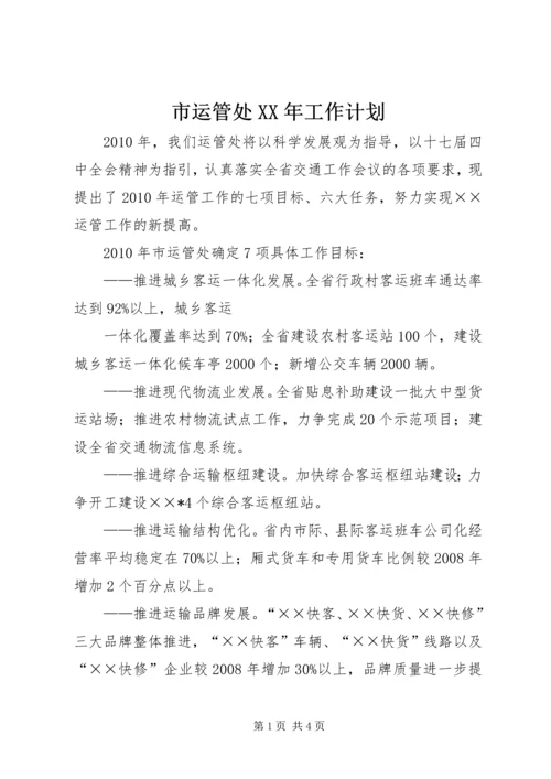 市运管处XX年工作计划.docx
