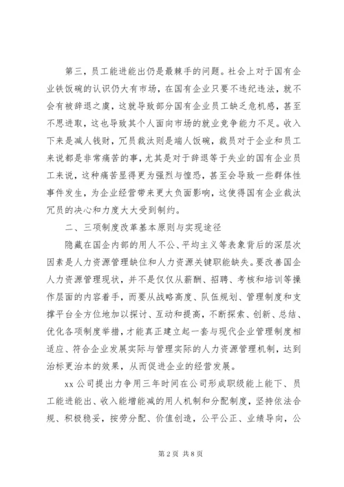 国企三项制度改革专题调研报告.docx