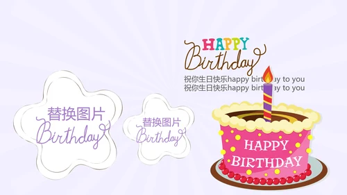 紫色生日快乐电子相册动态PPT模板