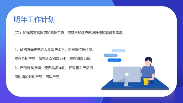 蓝色扁平风运营年度述职汇报PPT模板