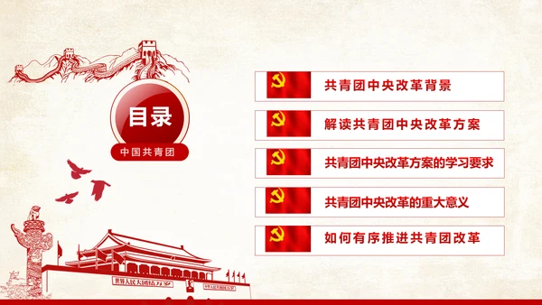 中国共青团中央改革方案学习教育党课PPT