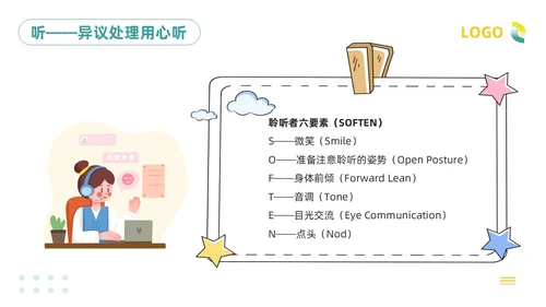 绿色插画客服服务意识培训PPT模板宣传PPT动态PPT