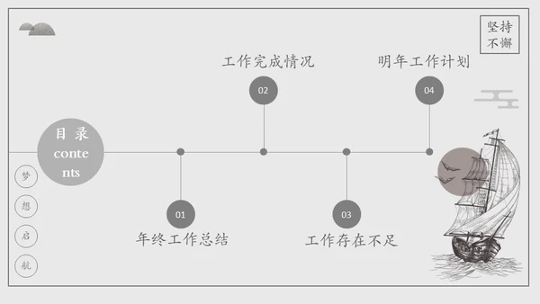 乘风破浪手绘风帆船工作总结计划汇报通用PPT模板