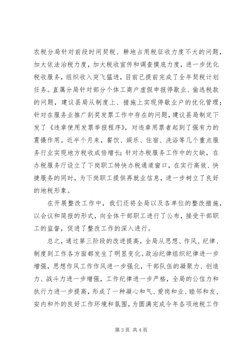 作风纪律整顿第三阶段小结.docx