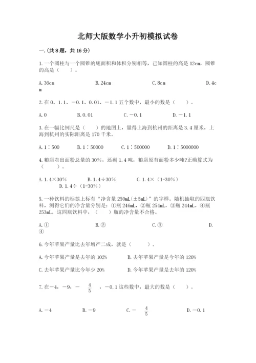 北师大版数学小升初模拟试卷精品【名师推荐】.docx