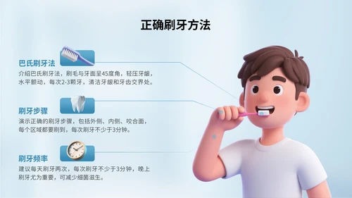 蓝色3D立体风全国爱牙日主题活动PPT模版