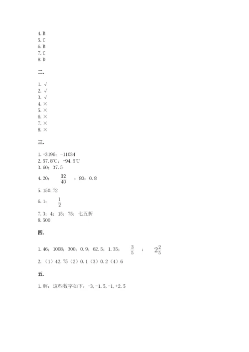 人教版数学小升初模拟试卷附参考答案【研优卷】.docx