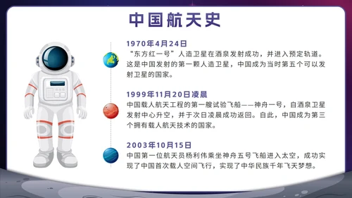 蓝色卡通宇宙航天强国中国梦主题班会带内容PPT模板