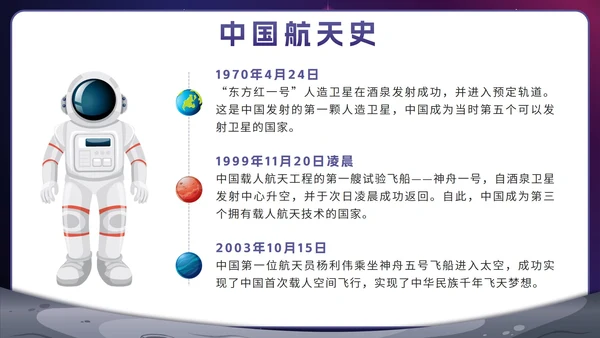 蓝色卡通宇宙航天强国中国梦主题班会带内容PPT模板
