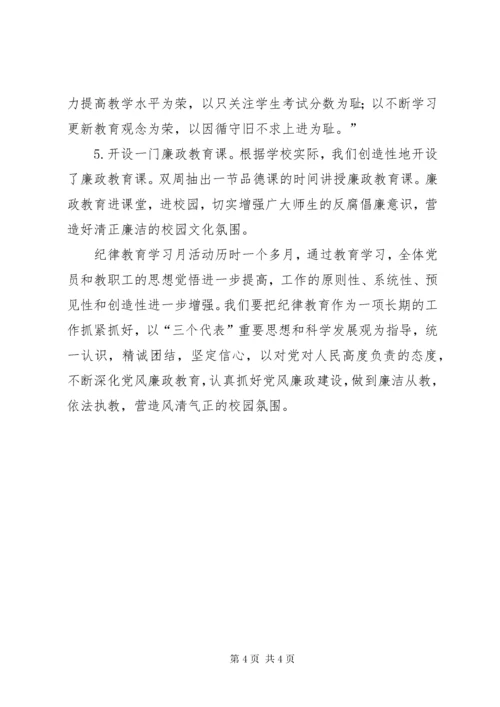 小学纪律教育学习月活动总结_1.docx