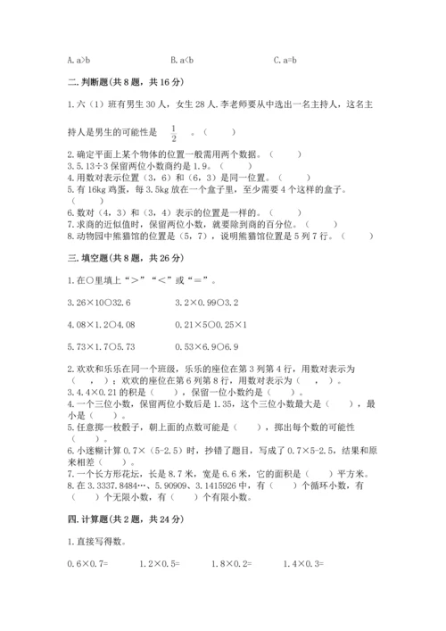 小学五年级上册数学期末考试试卷（突破训练）.docx