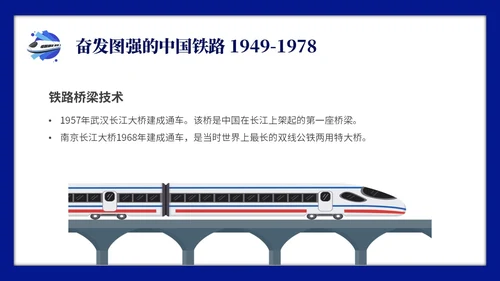 蓝色简约中国铁路发展史主题PPT模板