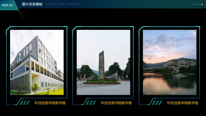 深色酷炫科技风桂林电子科技大学专属课题学术汇报毕业答辩通用PPT模板