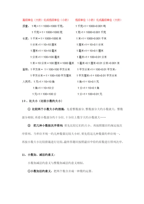 2023年北师大版小学数学四年级下册知识点汇总.docx