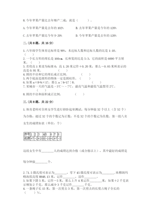 人教版六年级数学小升初试卷附完整答案（名师系列）.docx