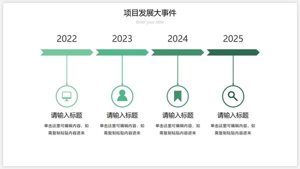 绿色流程时间轴关系图PPT模板