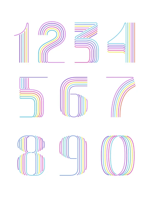 彩色0-9数字线条