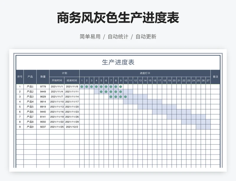 商务风灰色生产进度表