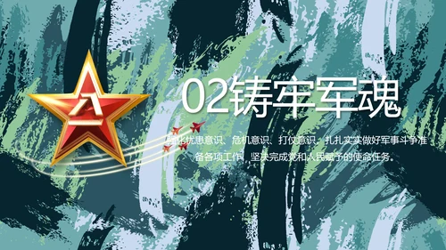 迷彩风军事部队主题工作总结PPT