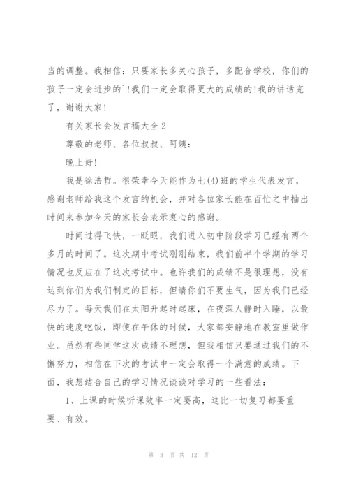 有关家长会发言稿大全.docx