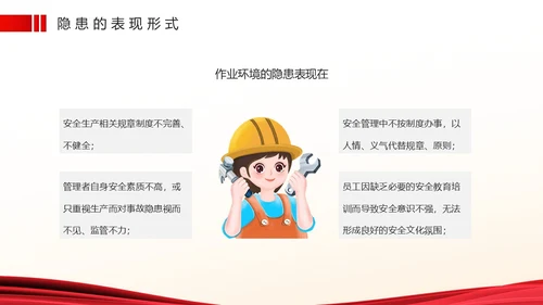 红色简约风安全生产隐患排查PPT模板