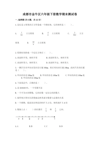 成都市金牛区六年级下册数学期末测试卷精编.docx