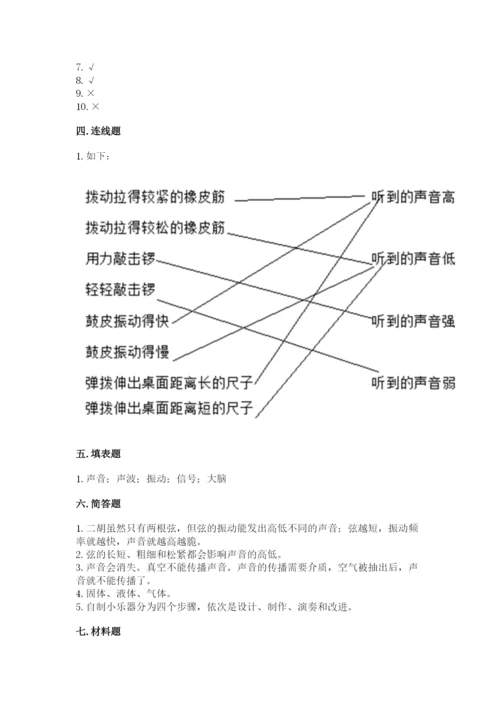 教科版科学四年级上册第一单元声音测试卷【精练】.docx