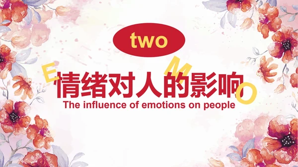 卡通水彩花卉情绪管理主题教育PPT模板