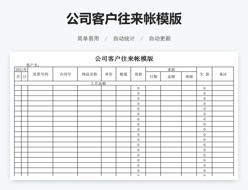 公司客户往来帐模版