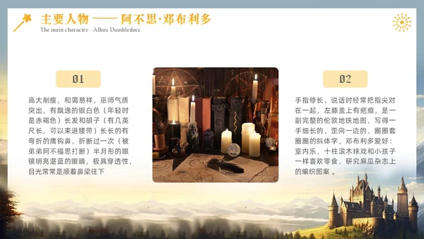 黄色插画风哈利波特魔法电影鉴赏万圣节影视培训通用PPT