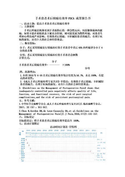 手术患者术后镇痛有效率PDCA成果报告书