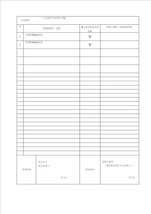 装饰工程分部分项检验批质量验收记录文本表