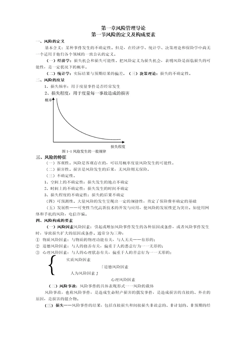 风险管理知识点精简