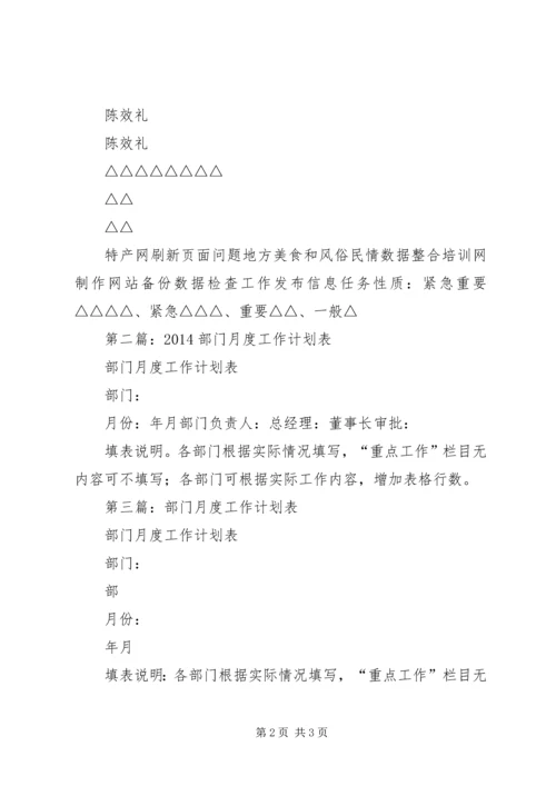 第一篇：部门工作计划表精编.docx