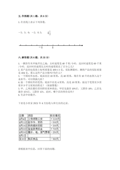 灌云县六年级下册数学期末测试卷完美版.docx