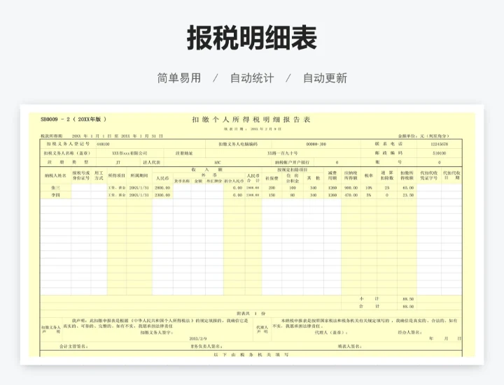 报税明细表