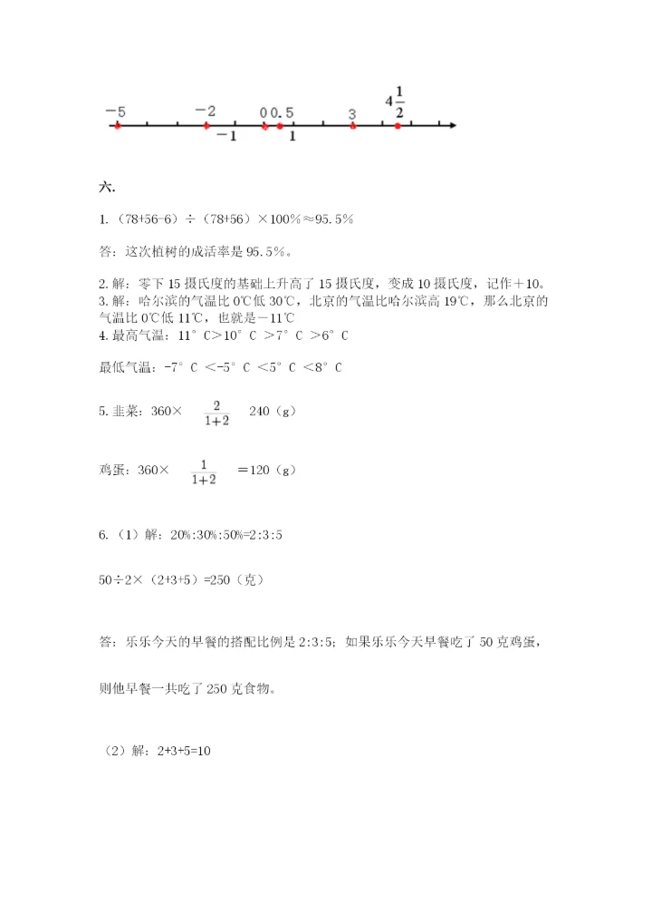 沪教版六年级数学下学期期末测试题附参考答案【能力提升】.docx