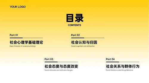 黄色简约欧美风心理学分析报告PPT模板