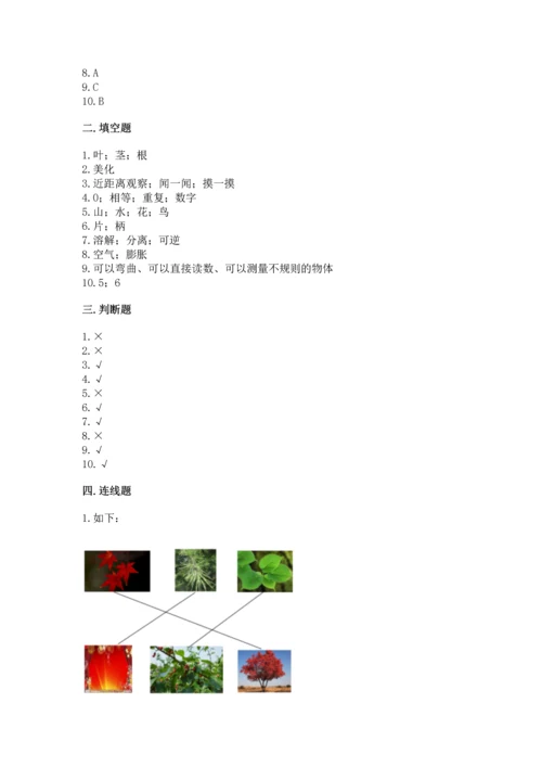 教科版一年级上册科学期末测试卷带精品答案.docx