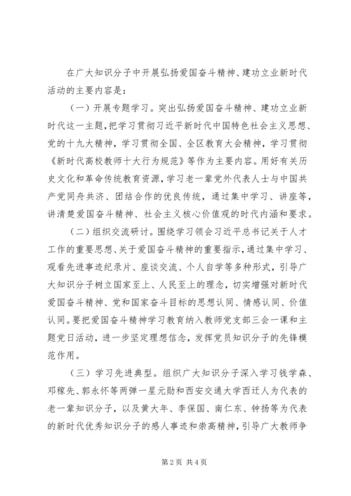 在广大知识分子中深入开展“弘扬爱国奋斗精神、建功立业新时代”活动实施意见.docx