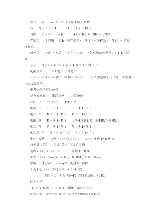 九年级物理公式大全.docx