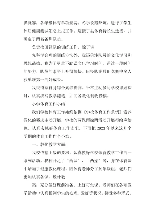 2023年小学体育考试小结