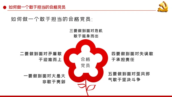 敢于负责勇于担当争做合格党员党课党建PPT模板